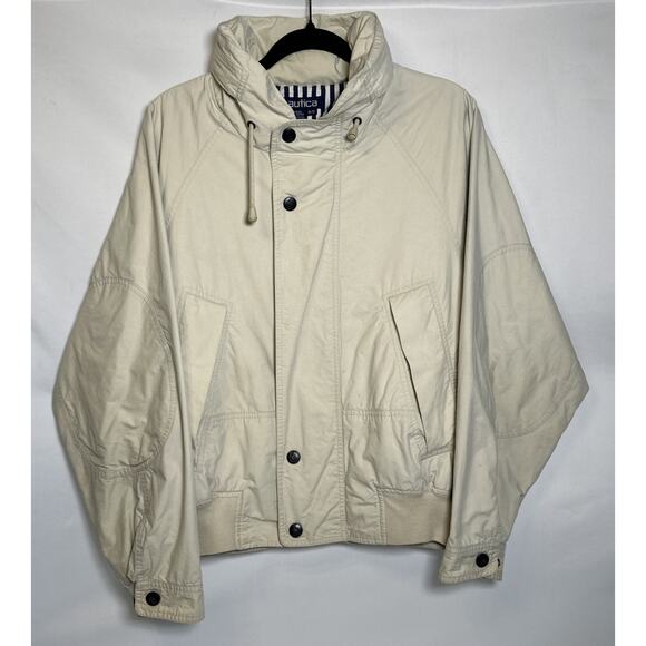 Vintage Nautica Men’s Beige Jacket With Stripped Inner Lining Size Medium - Picture 1 of 16